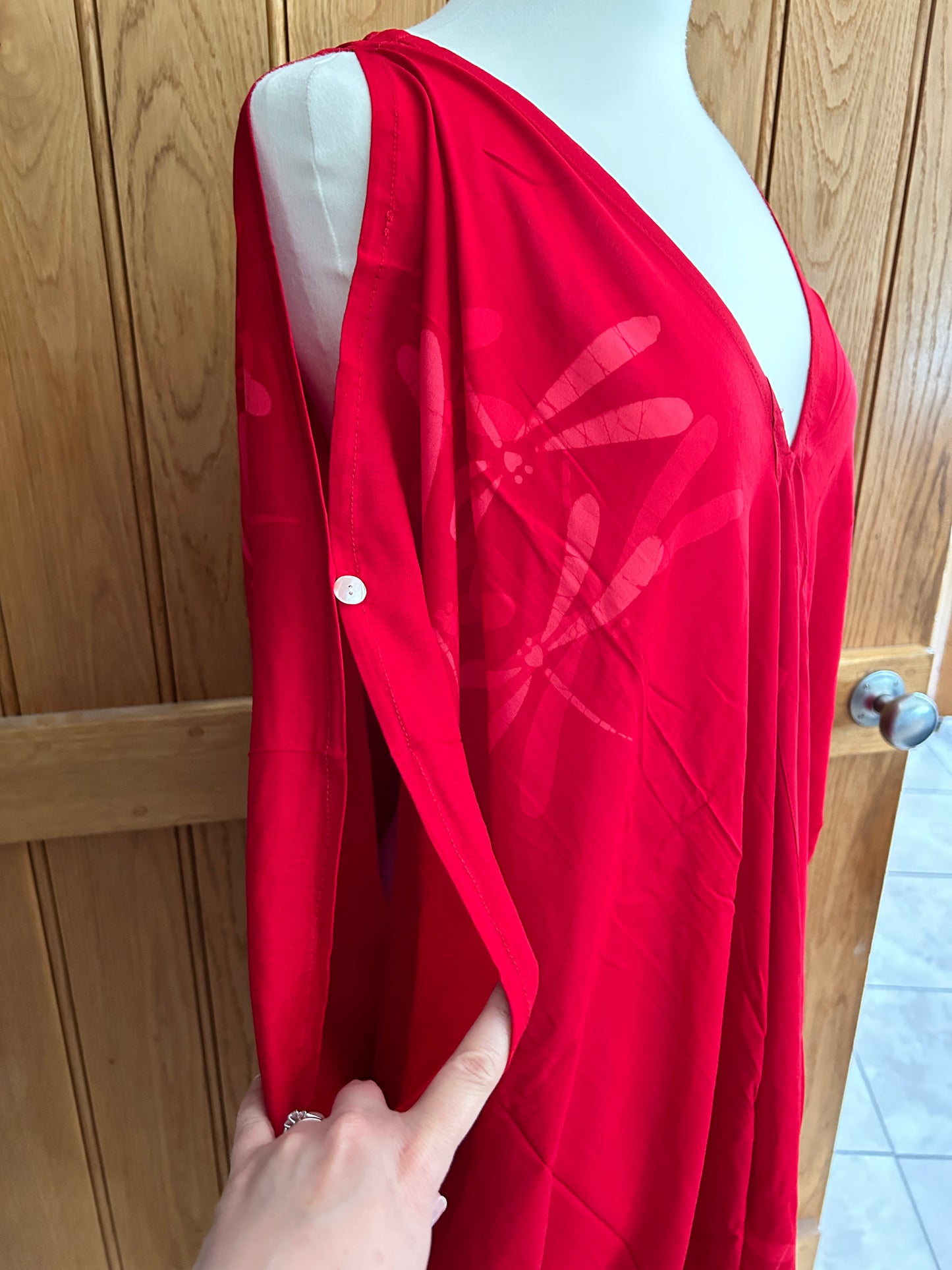 Black and Red Dragonfly Kaftans with Off The Shoulder Detail