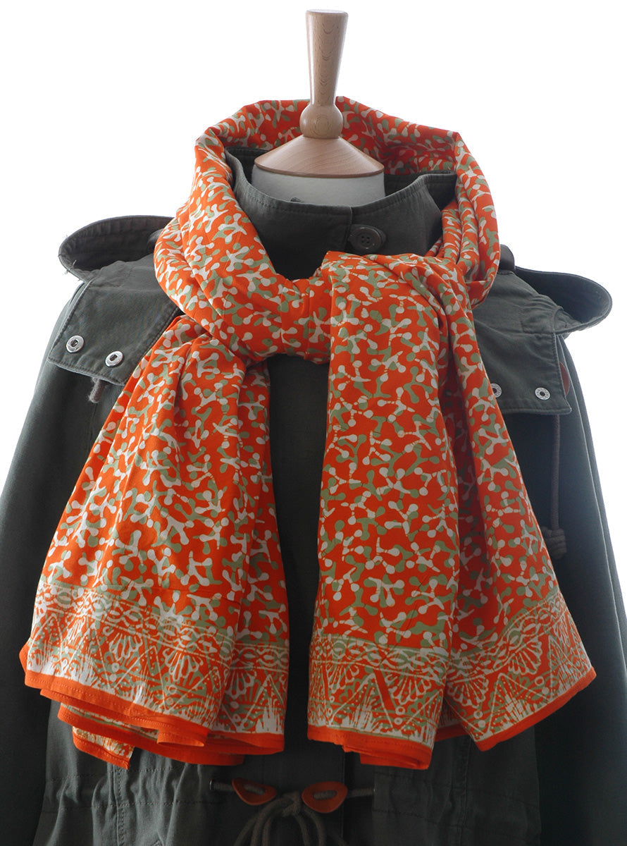 New Buds in Papaya and Lime Batik Sarong