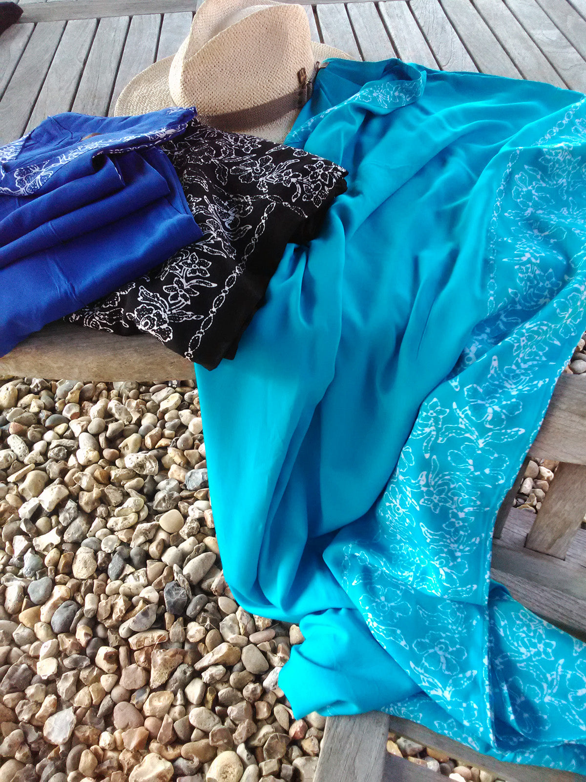 Extra Large Full Length Batik Kaftans with White Flower Border