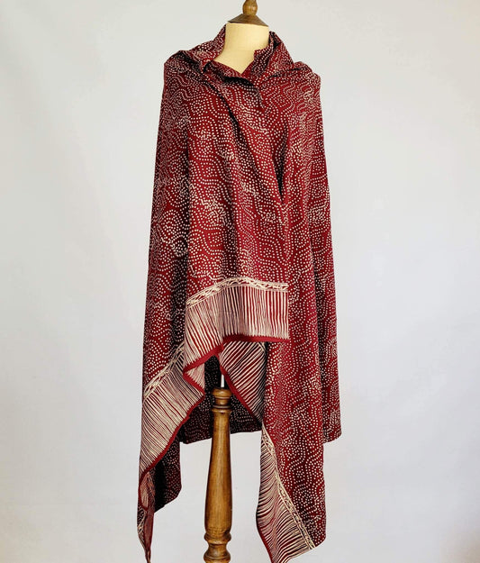 Pointillism Burgundy Batik Sarong