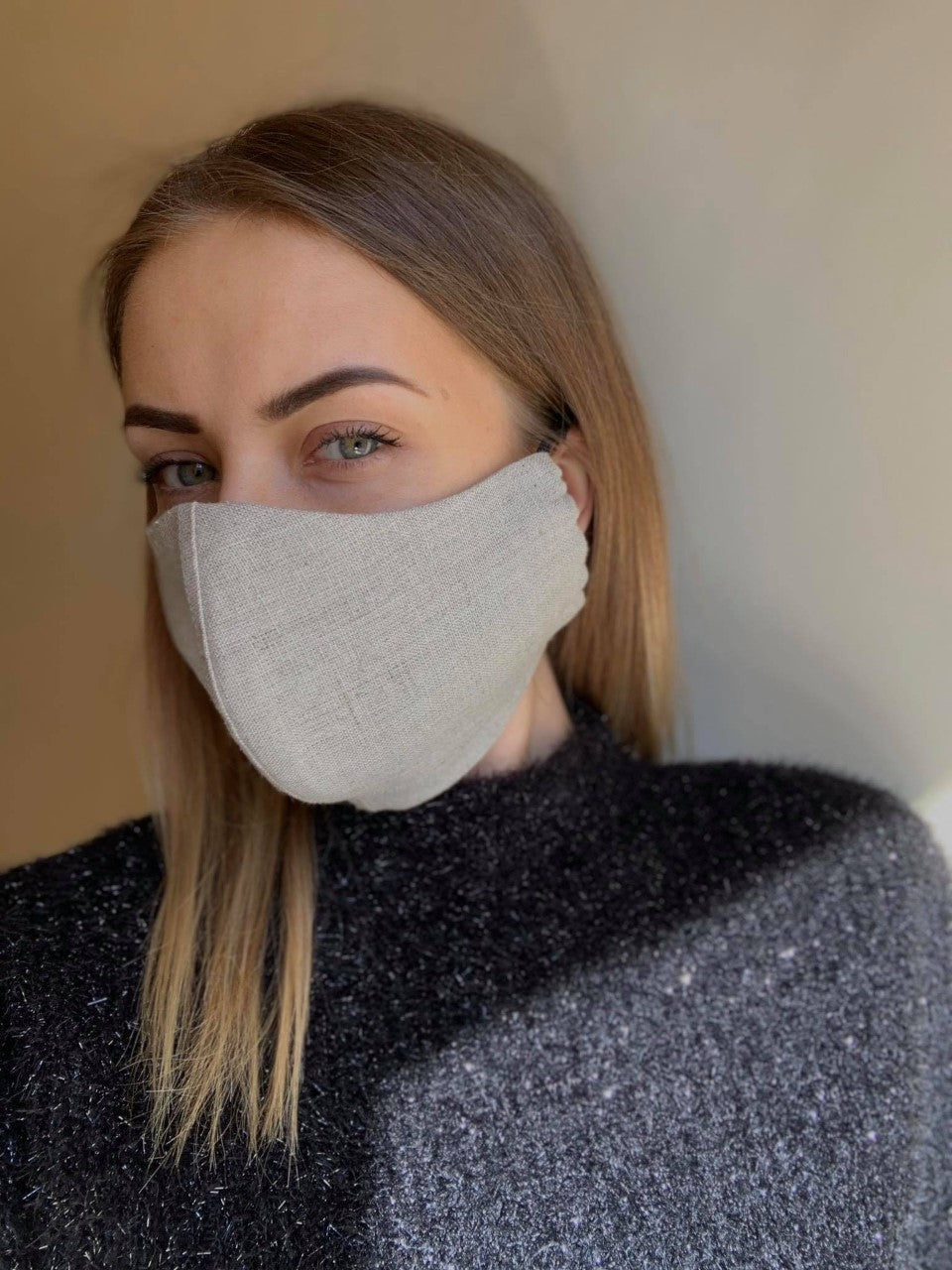 Now Available Pure Linen Adjustable Face Mask in Natural 100% Linen
