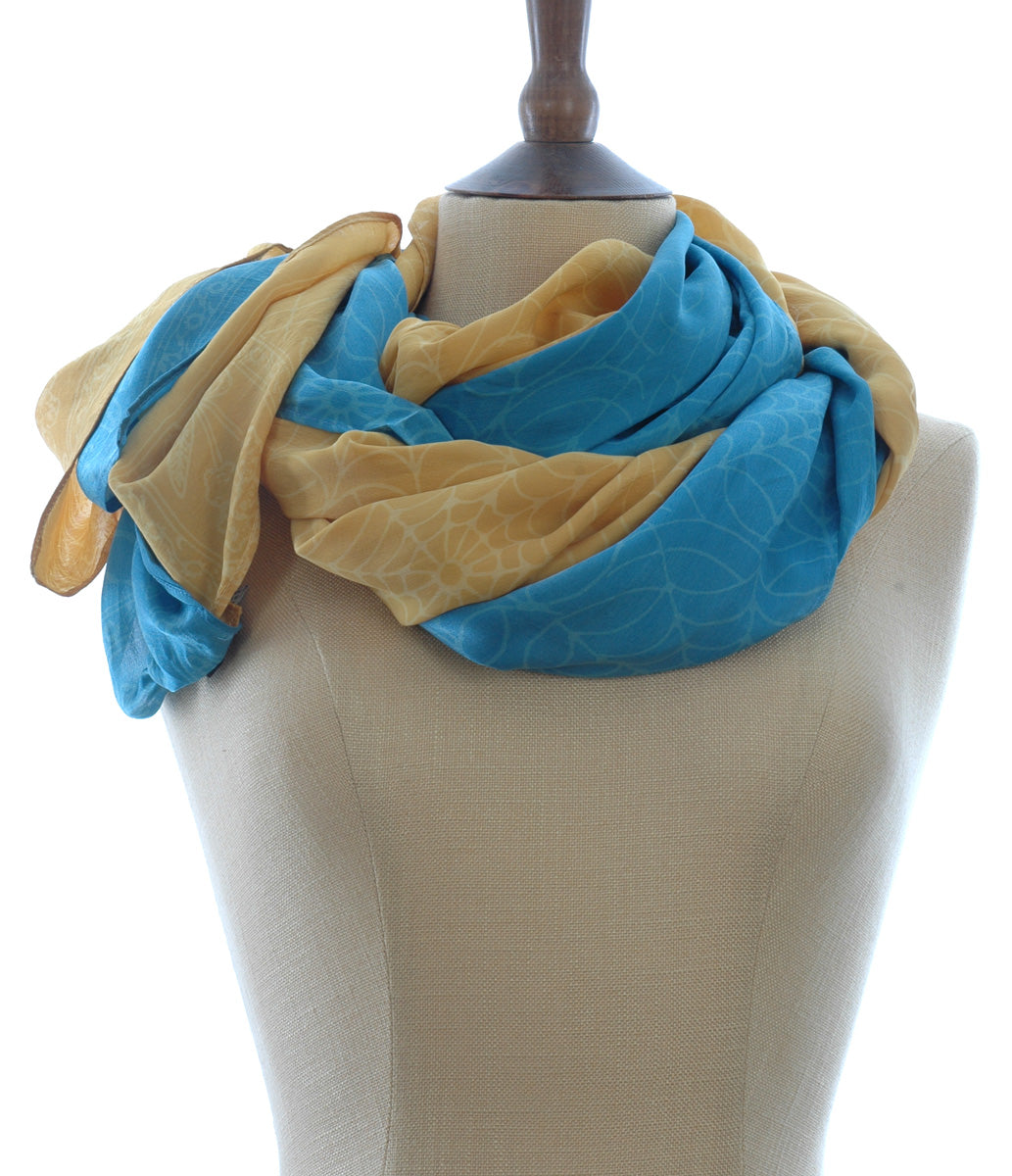 Pure Silk Webs Short Sarong/Scarf in Buttercup
