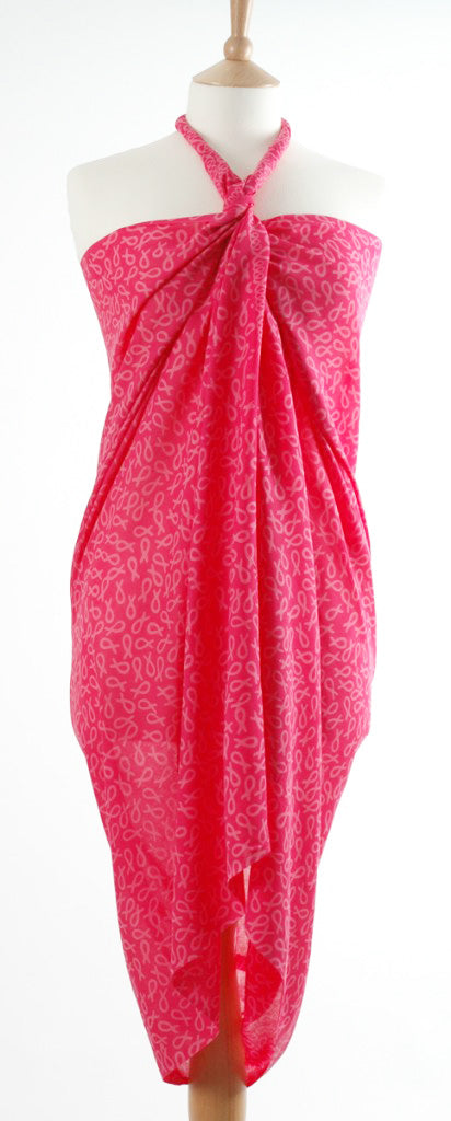 Chiffon Pink bow Batik Sarong and Scarf