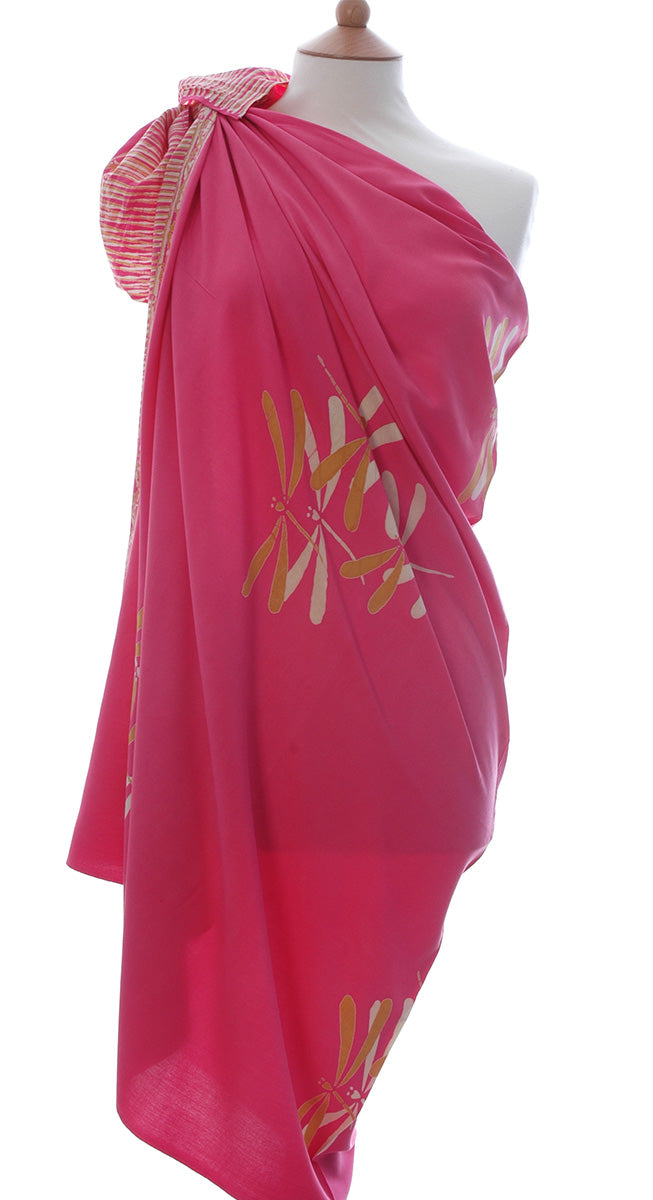 Perfectly pink batik dragonfly sarong or wrap truly multiuseful 