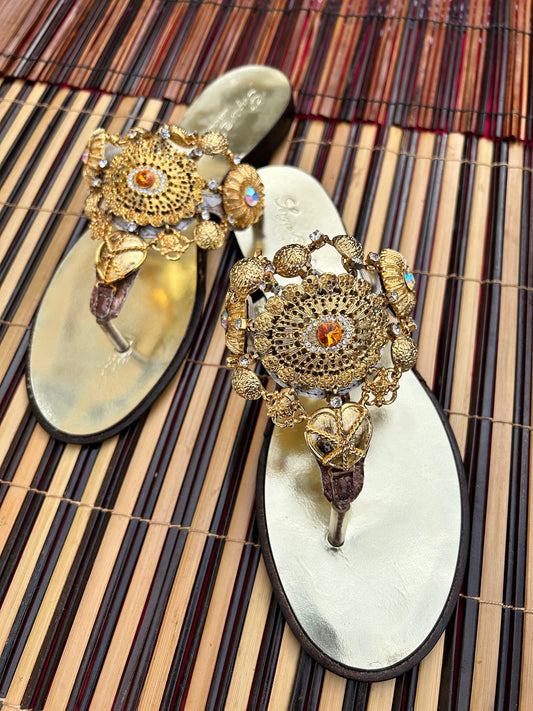 Amber Swarovski Jewelled Italian Sandals