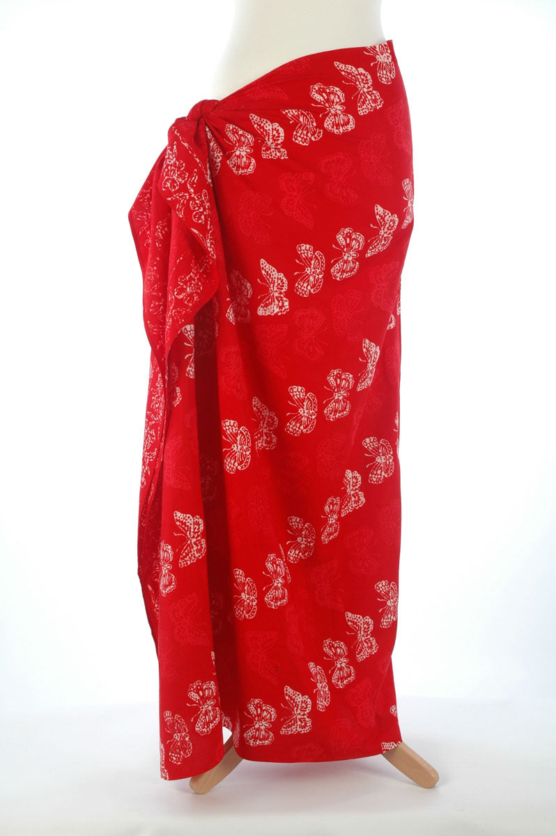 Bali Butterfly Red Batik Sarong  177x110cm